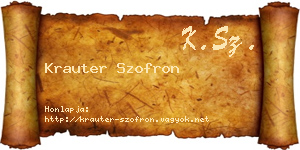 Krauter Szofron névjegykártya